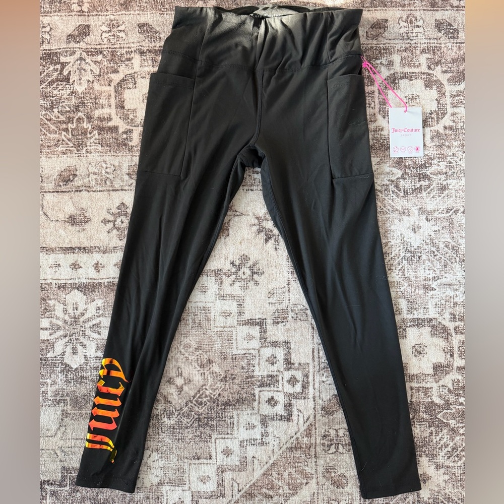 Juicy Couture Black Leggings with Iridescent Logo